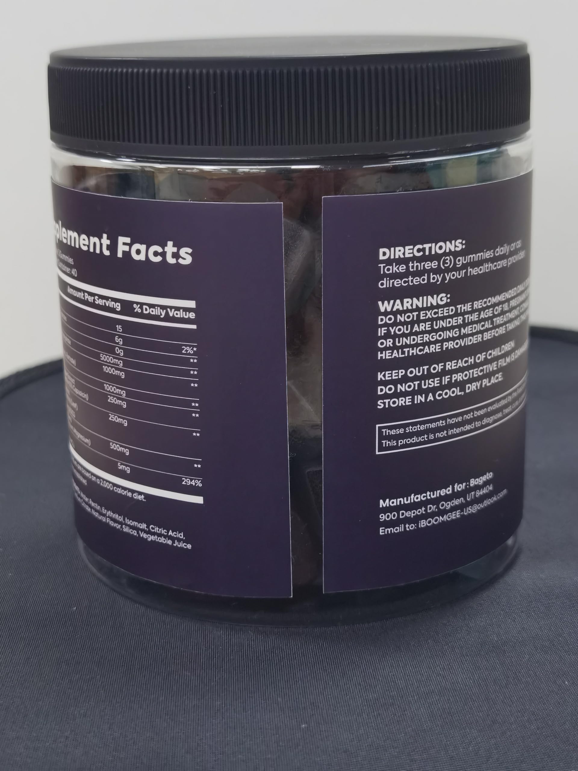 Bageto Gummies on the go pack fits in a gym bag for workouts