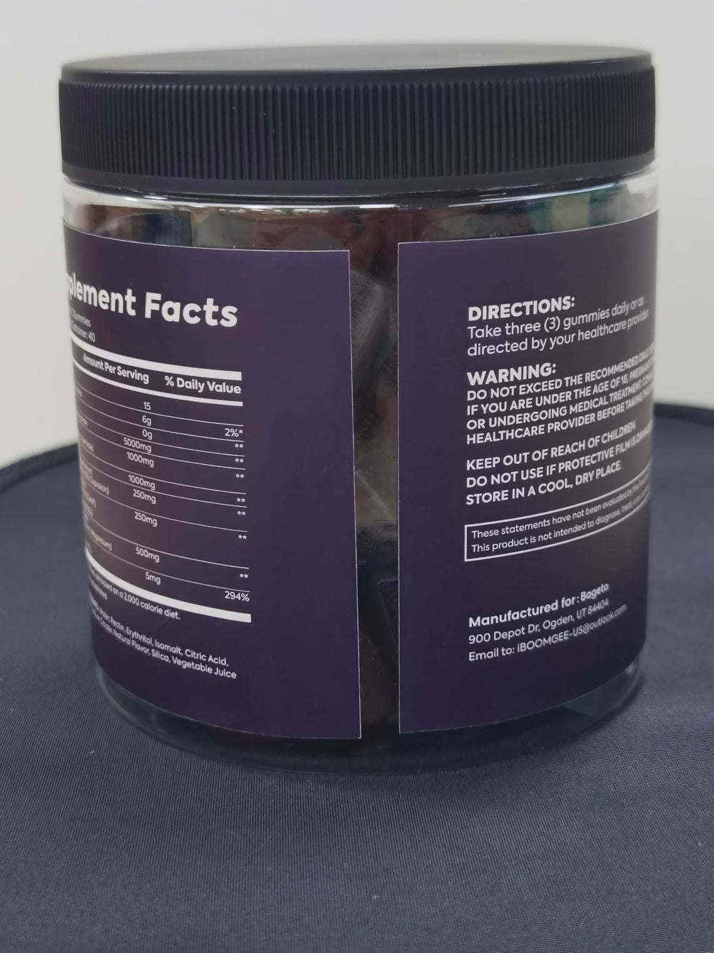 Bageto Gummies on the go pack fits in a gym bag for workouts