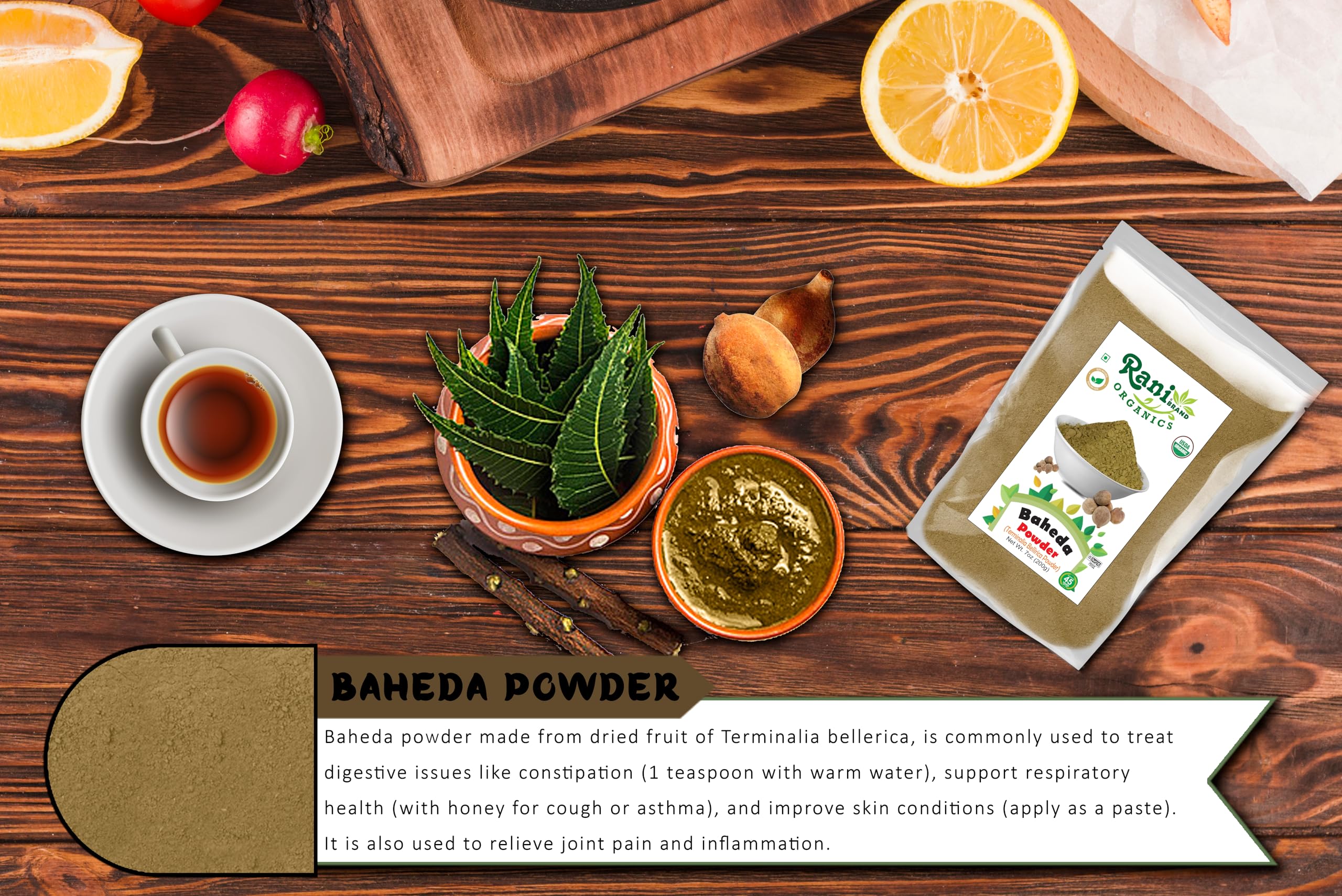 Baheda powder for tea or blends, from India.