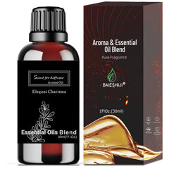 BAIESHIJI Elegant Charisma diffuser oil bottle showing cedarwood and sandalwood aroma for warm spaces