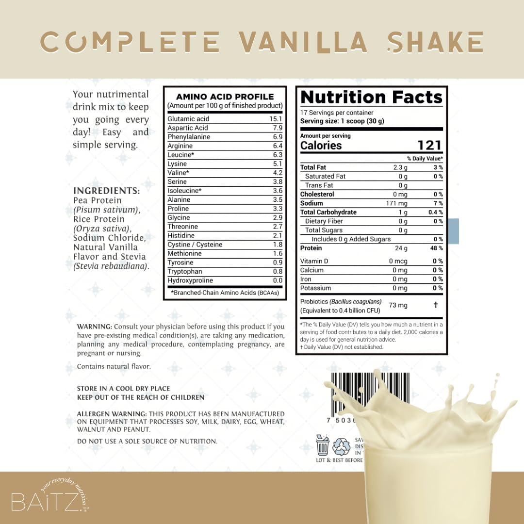 Baitz Complete Vanilla Shake long shelf life keeps ingredients fresh