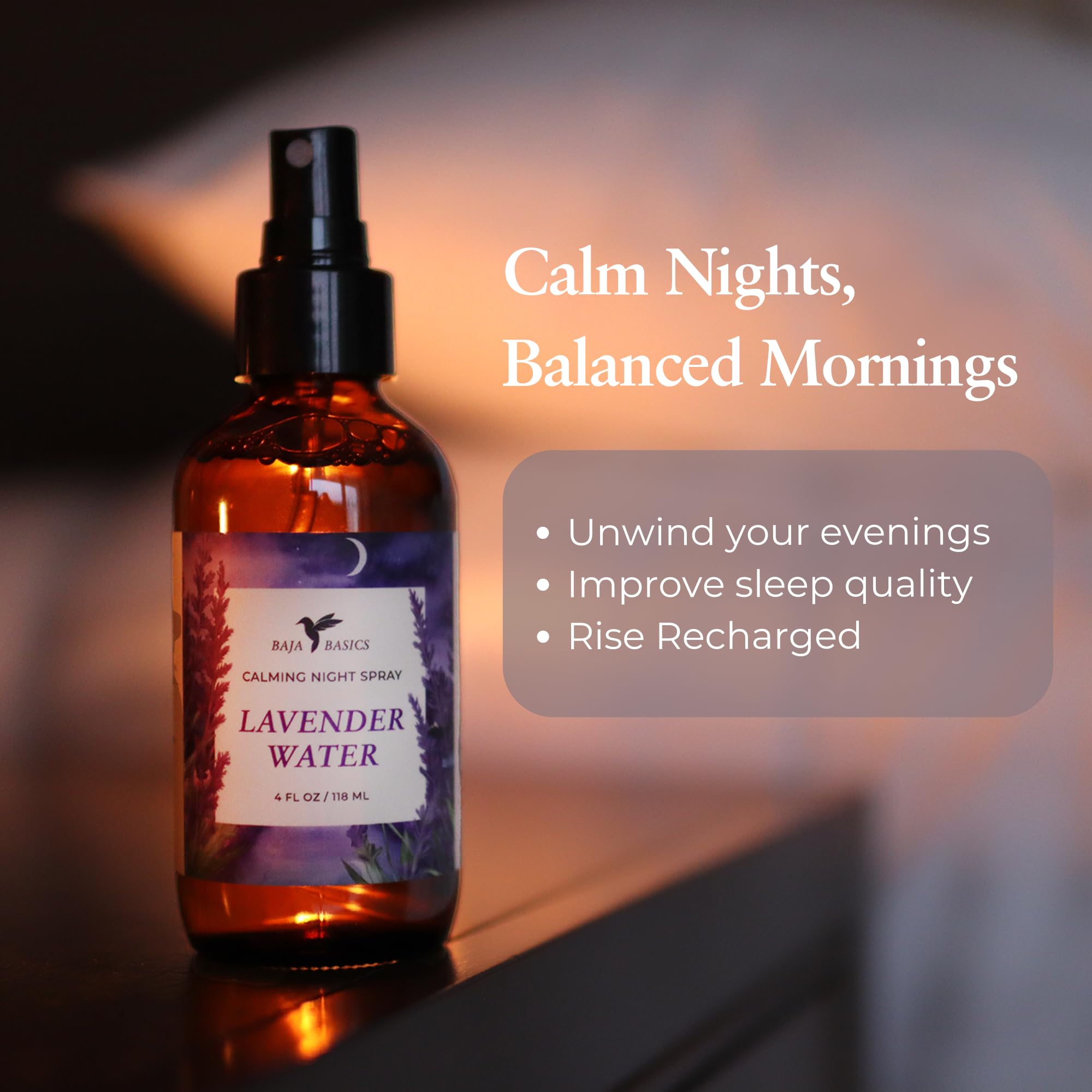 Baja Basics lavender aromatherapy on yoga mat for calm.