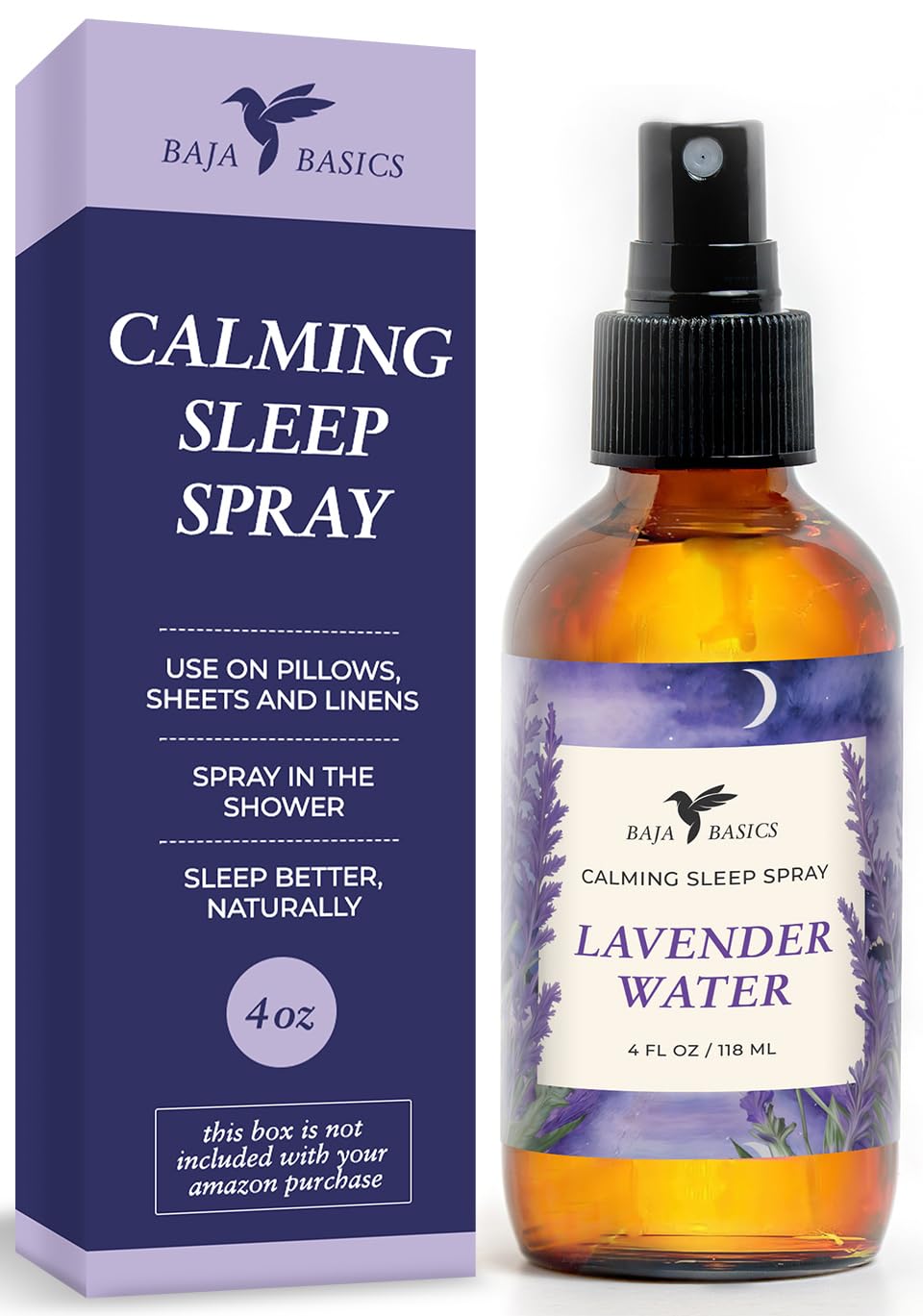 Baja Basics lavender sleep spray bottle for calming bedtime routine.