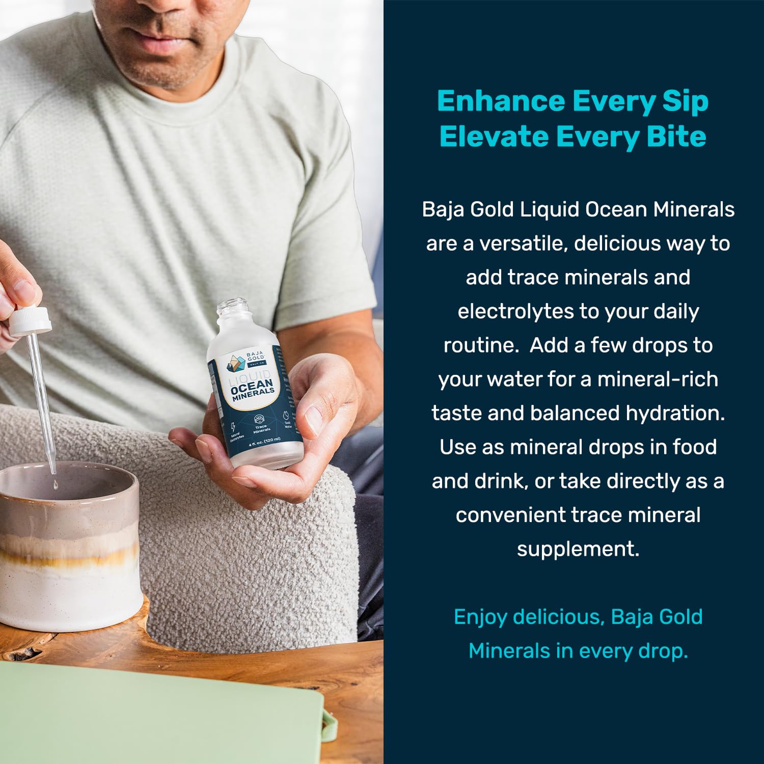 Baja Gold Ocean Minerals added to smoothie for a mineral boost.