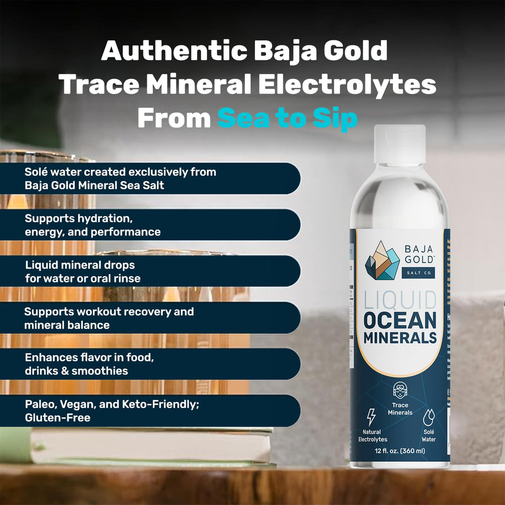 Baja Gold drops pouring into a glass to enrich hydration with minerals
