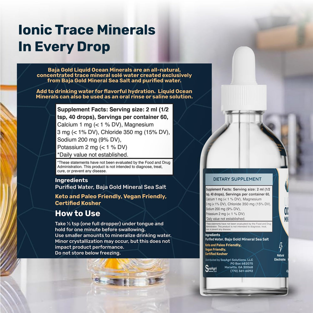 Baja Gold mineral drops drizzled over food for enhanced flavor.