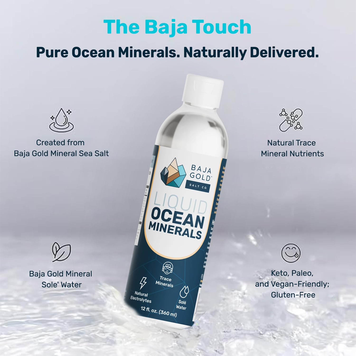 Baja Gold ocean minerals sea salt closeup highlighting natural source of minerals