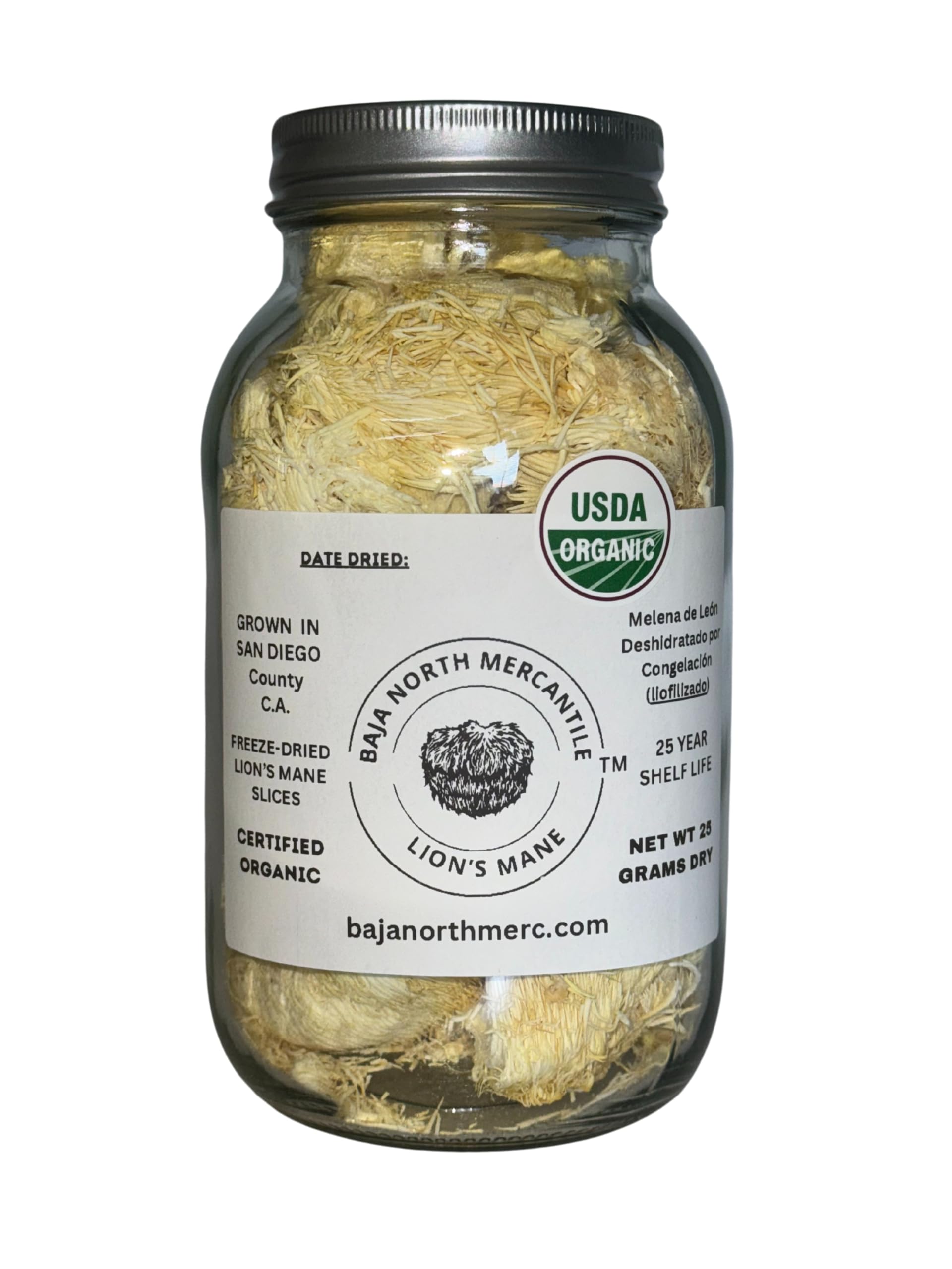 Baja North Mercantile Lion's Mane freeze-dried slices ready for tea or powder.
