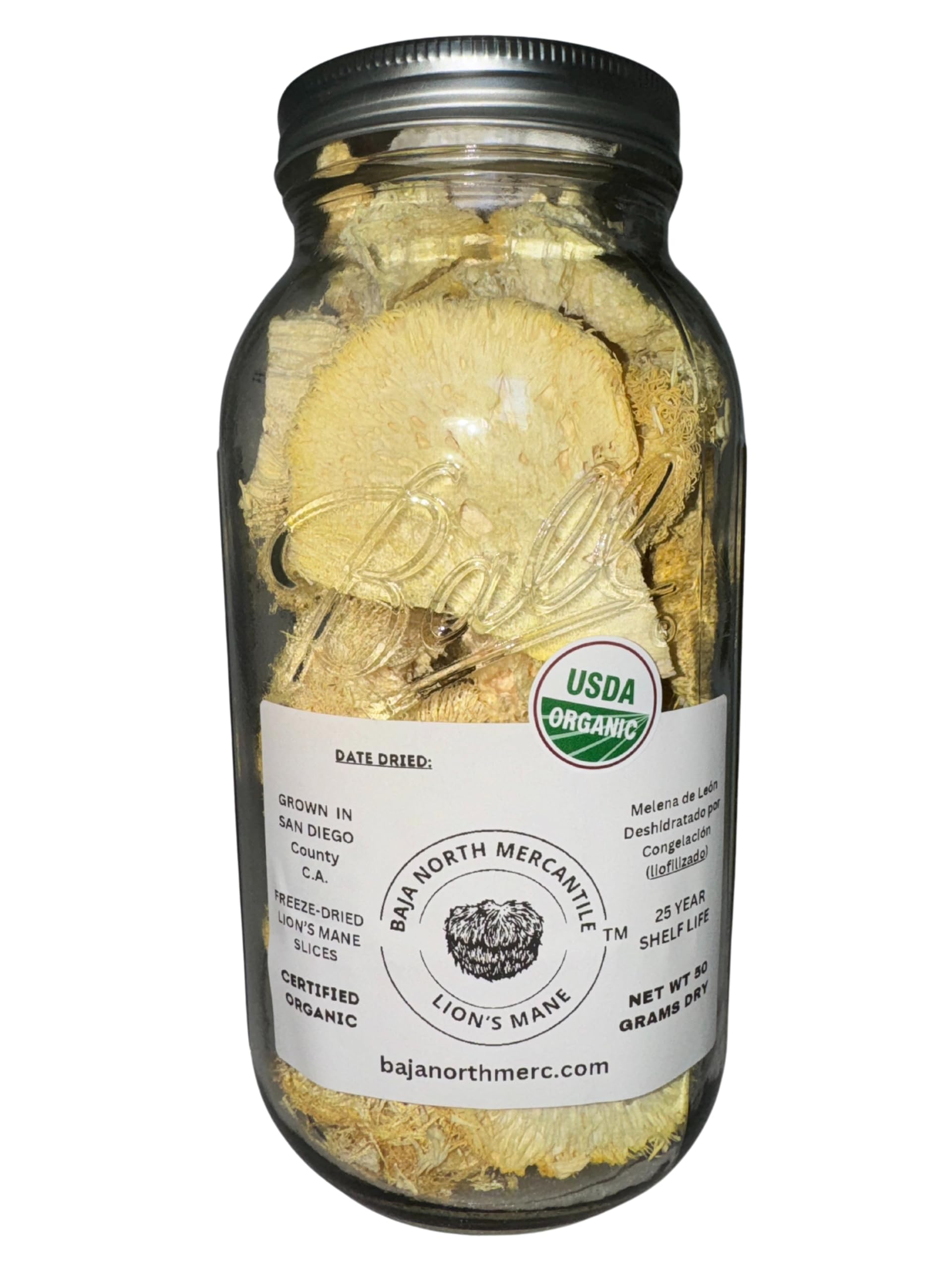 Baja North Mercantile lion's mane slices close-up for easy rehydration