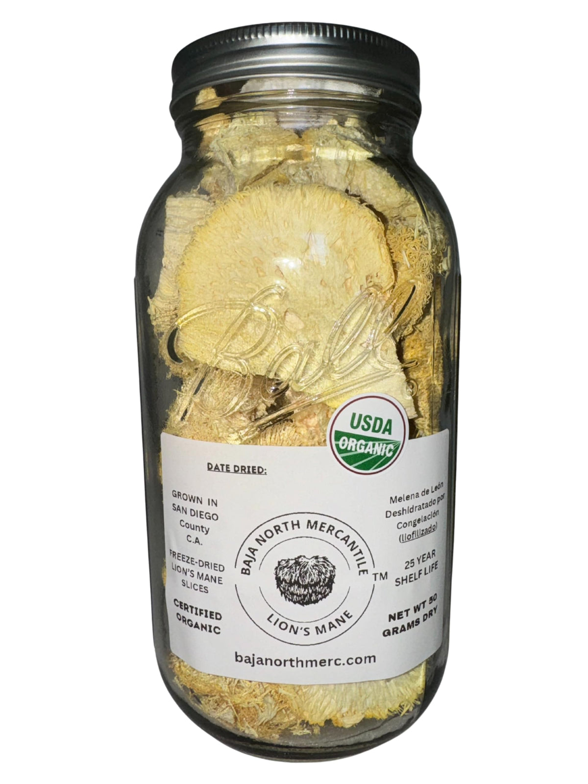 Baja North Mercantile lion's mane slices close-up for easy rehydration