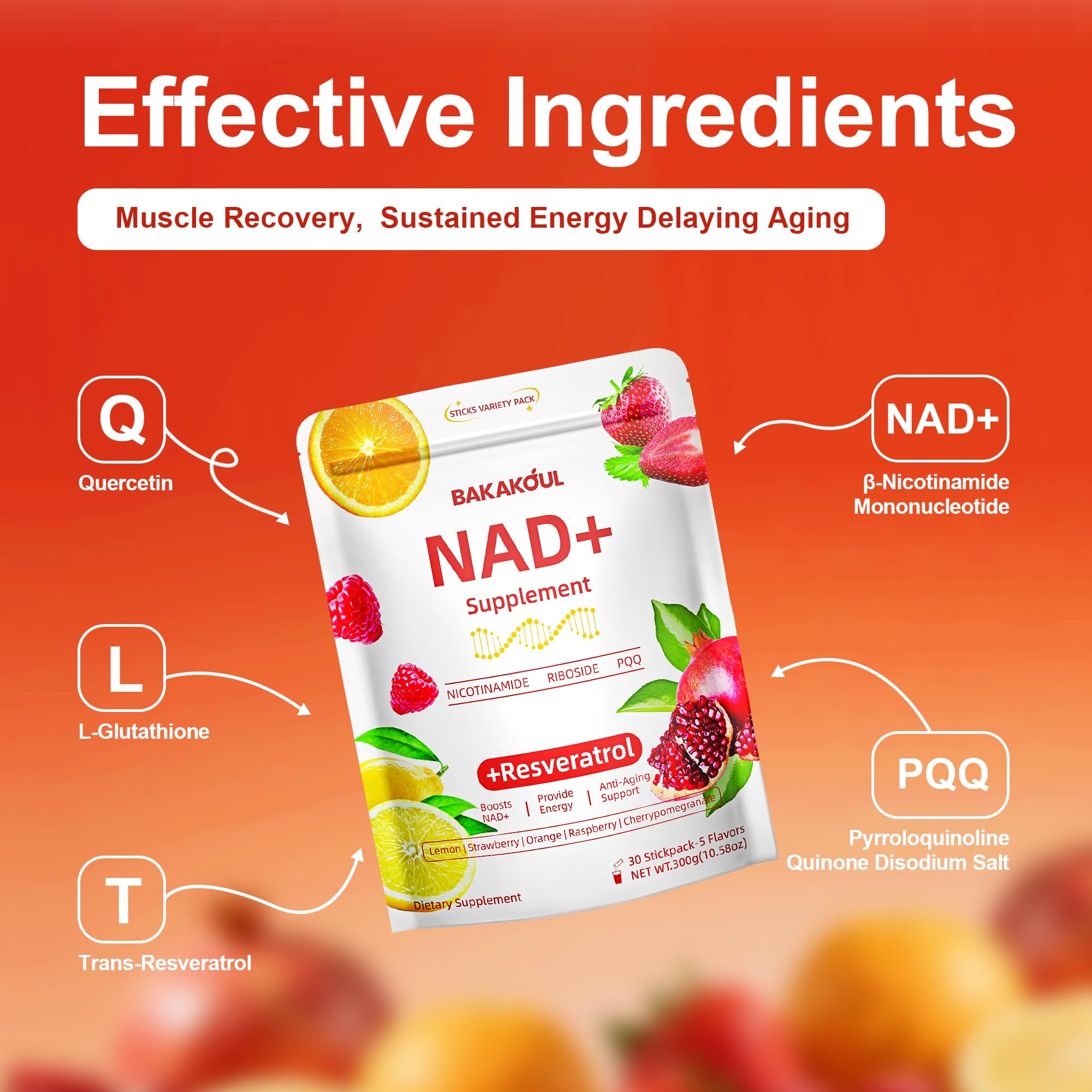 Raspberry flavor NAD packets beside a clean bottle of water.