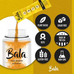 Bala Bromelain and Papain visual for gentle muscle recovery support after workouts.