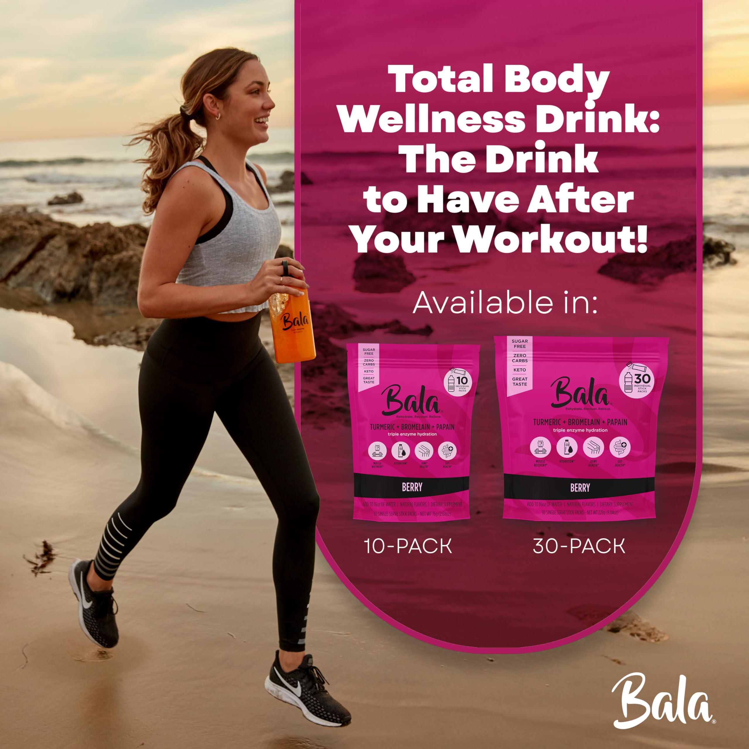BALA Enzyme Berry bottle on desk for daily wellness routine