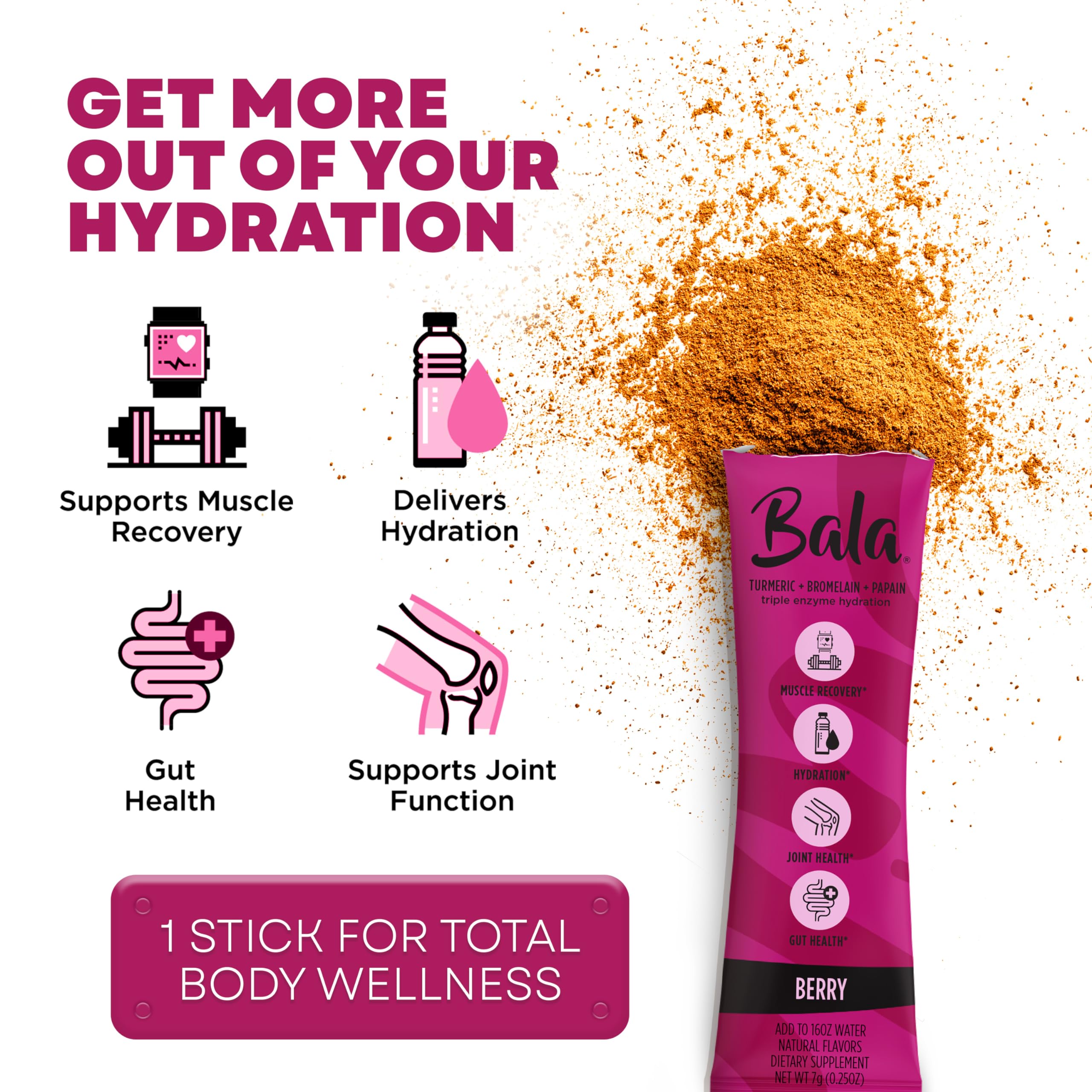 Box packaging for BALA Enzyme Berry 0.25oz, compact travel-friendly