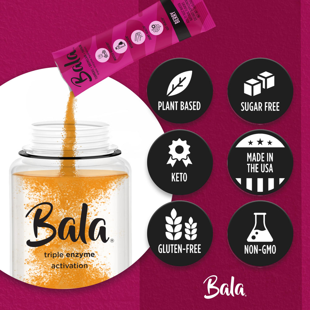 Serving idea with water showcasing on-the-go enzyme boost