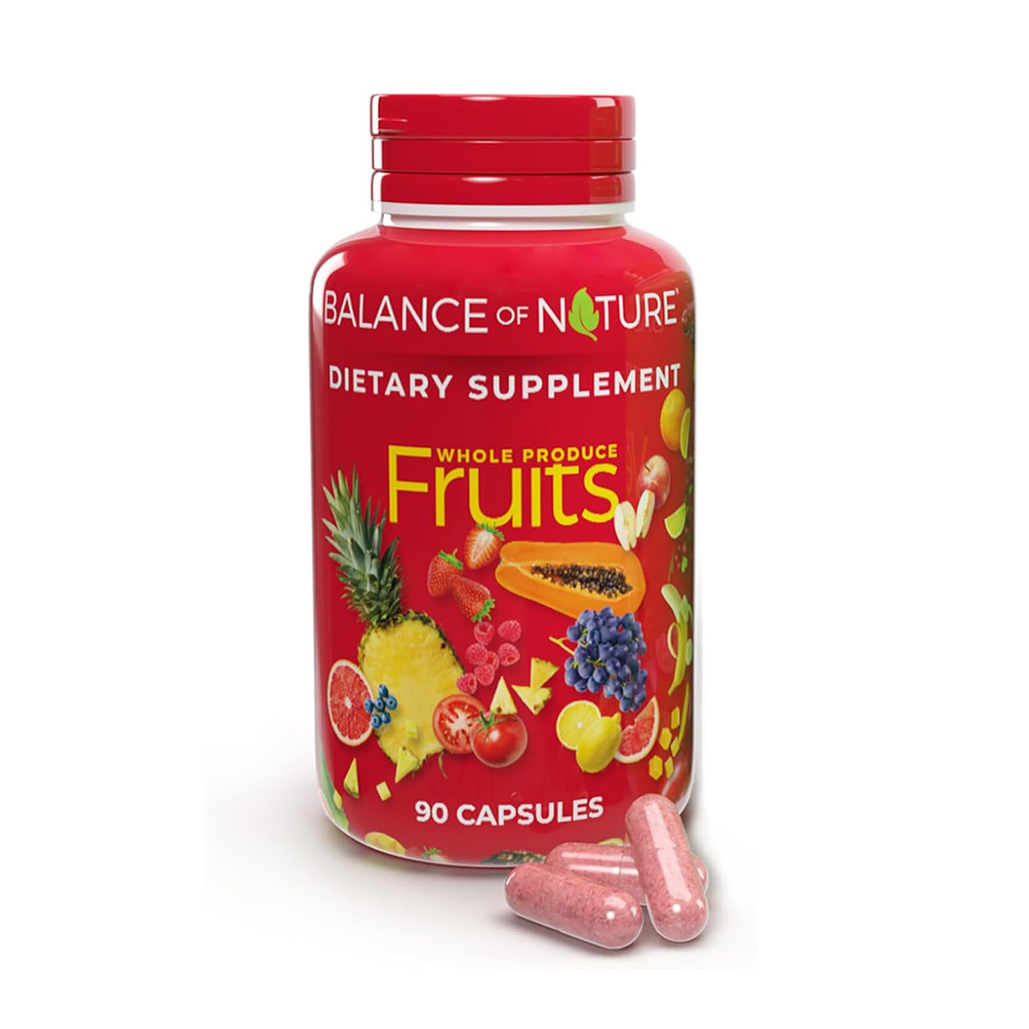 Balance of Nature Fruits bottle on pantry shelf supports daily fruit intake.