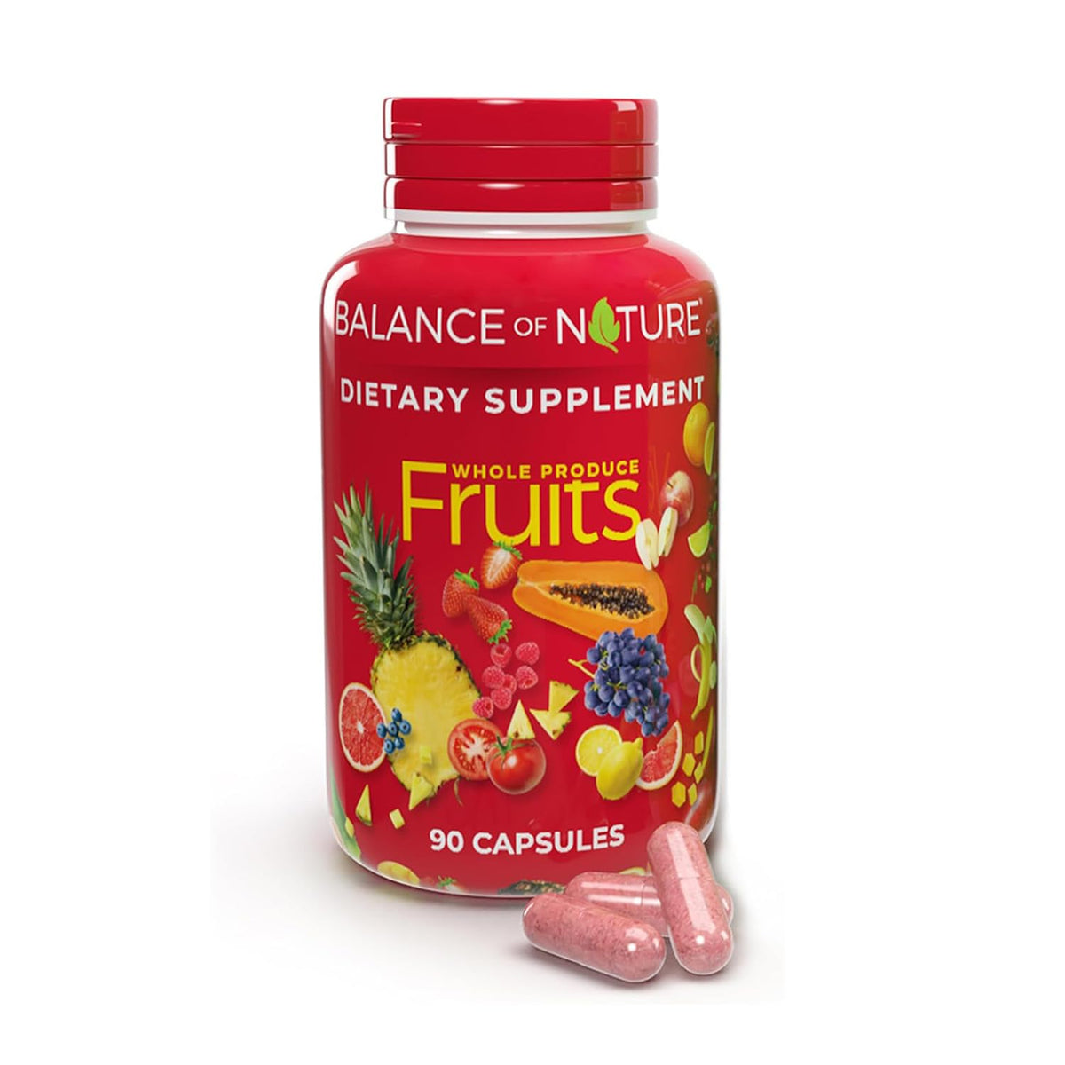 Balance of Nature Fruits bottle on pantry shelf supports daily fruit intake.