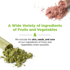 Balance of Nature Veggies bottle pour demonstrates greens for easy veggie intake.