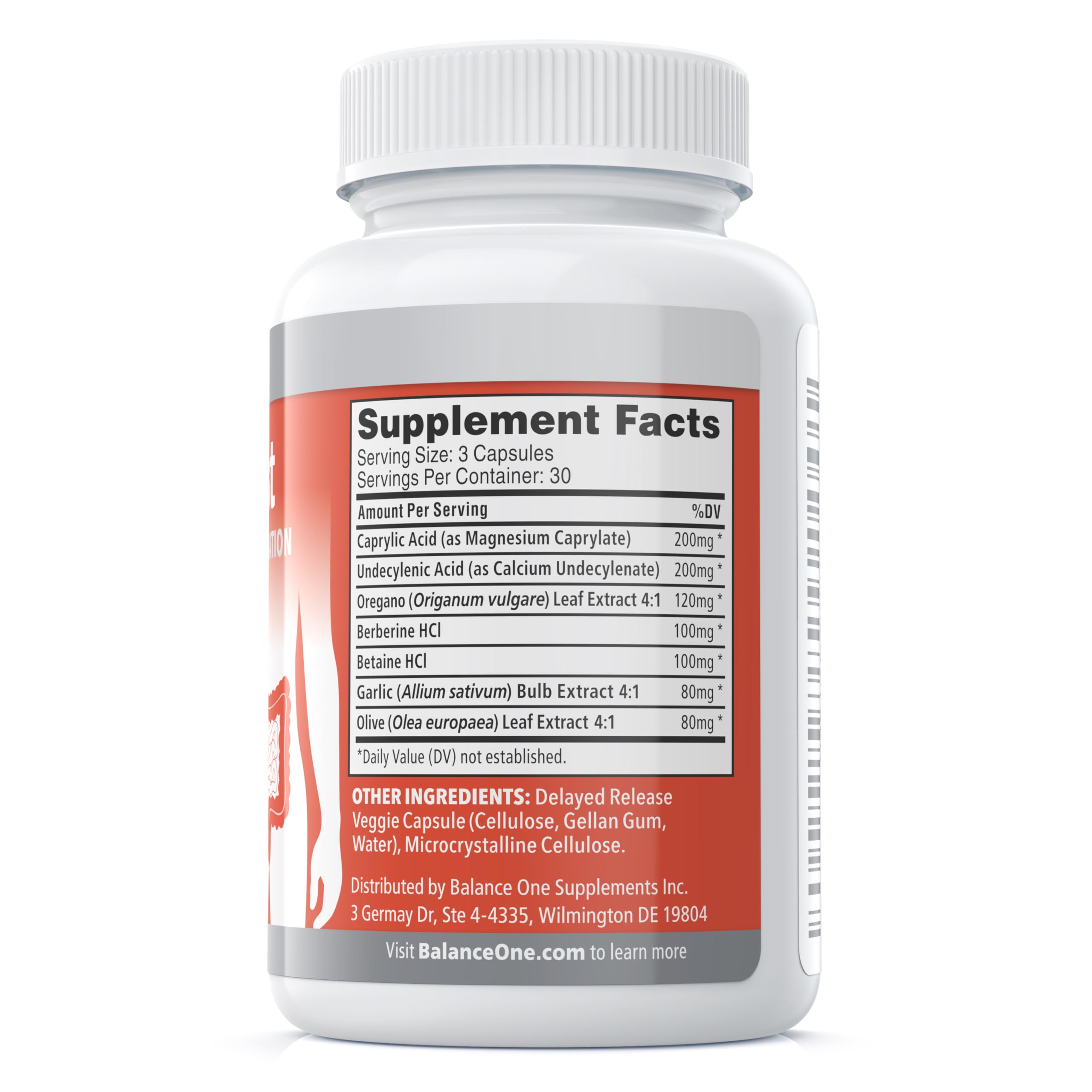 Balance ONE CandAssist delayed-release technology graphic indicates stomach acid protection and targeted delivery.