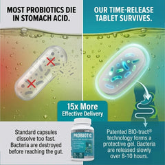 Balance ONE probiotic label highlighting 12 strains for digestive balance.