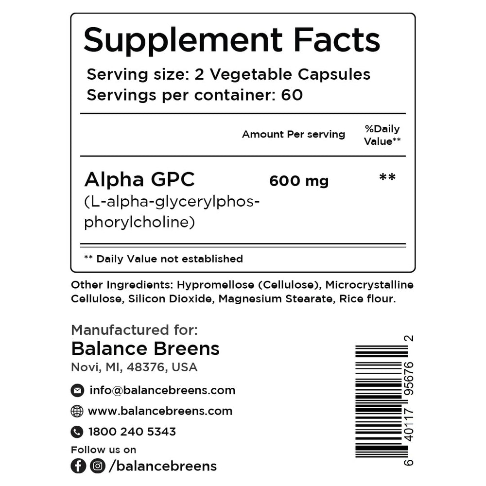 Balancebreens Alpha GPC lab-test badge highlights purity and potency