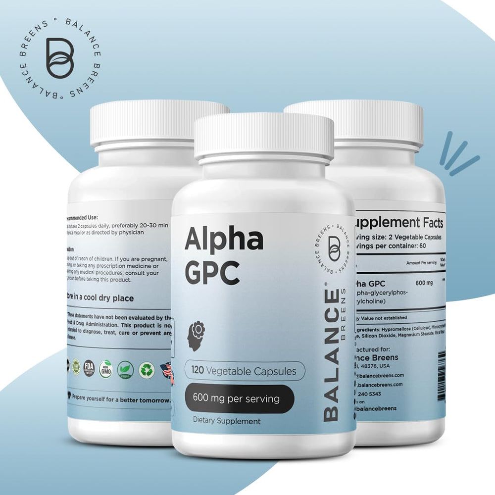 Balancebreens Alpha GPC label detail communicates purity and third-party testing
