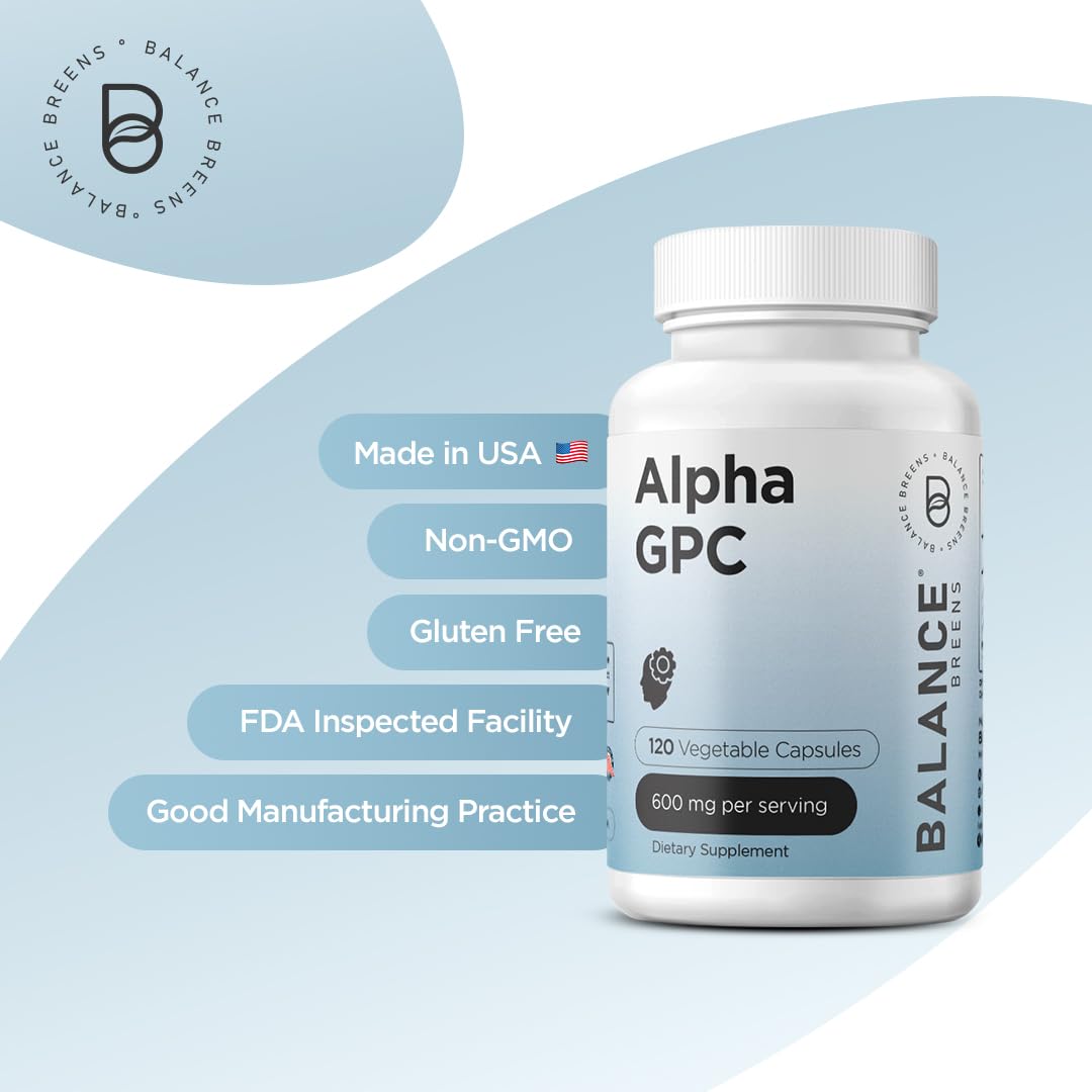 Balancebreens Alpha GPC USA-made seal emphasizes GMP standards