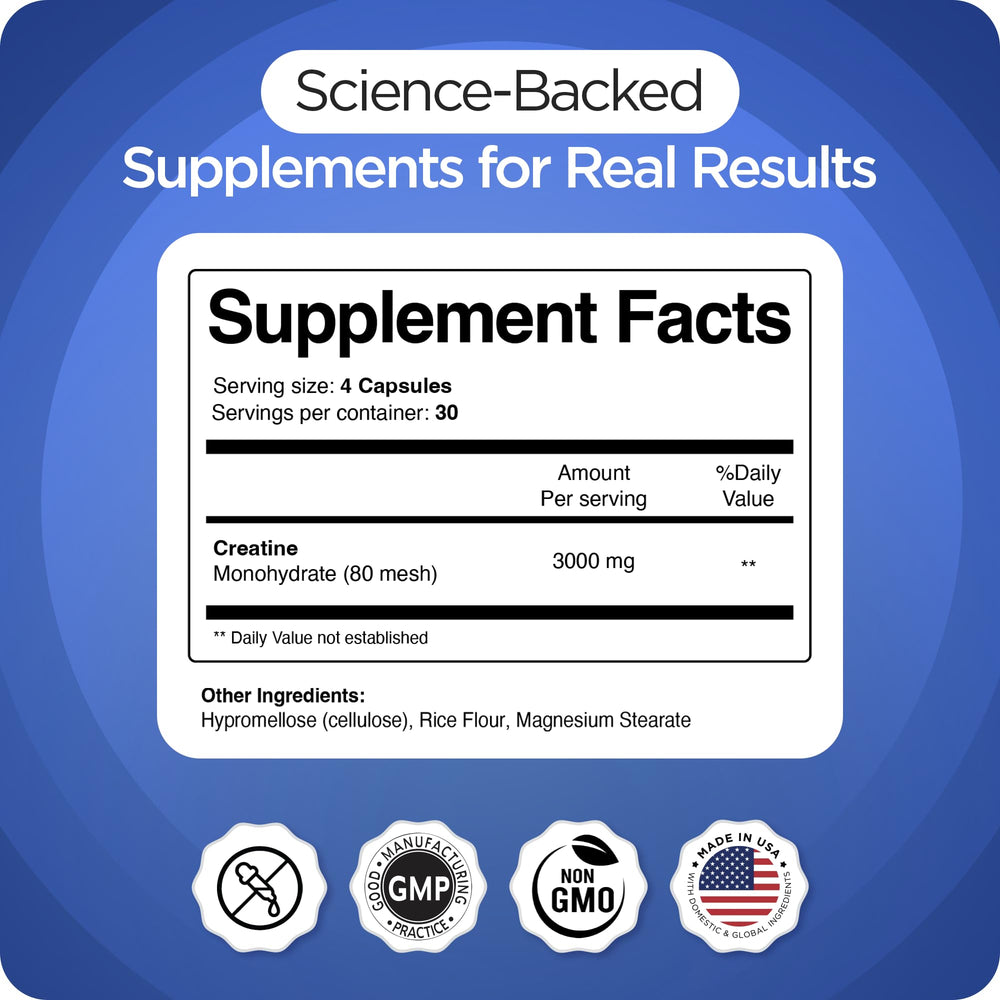 Dosed capsules of Balancebreens Creatine Monohydrate for easy daily use
