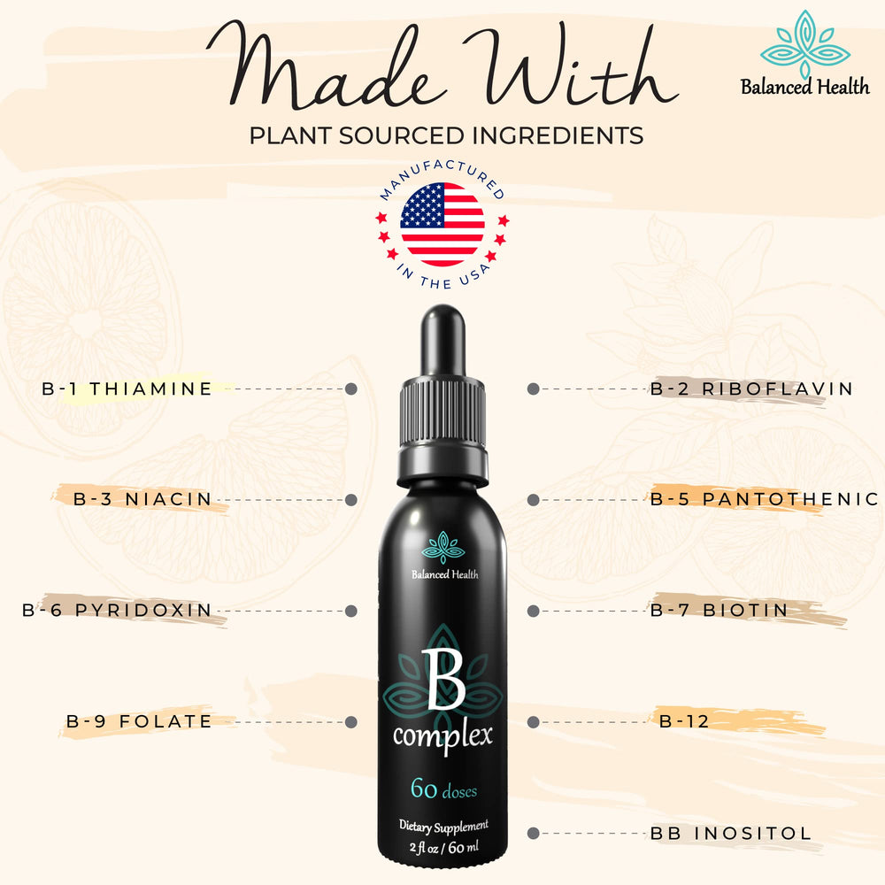 Balanced Health B-Complex Drops supports immune and metabolic balance for daily routines.