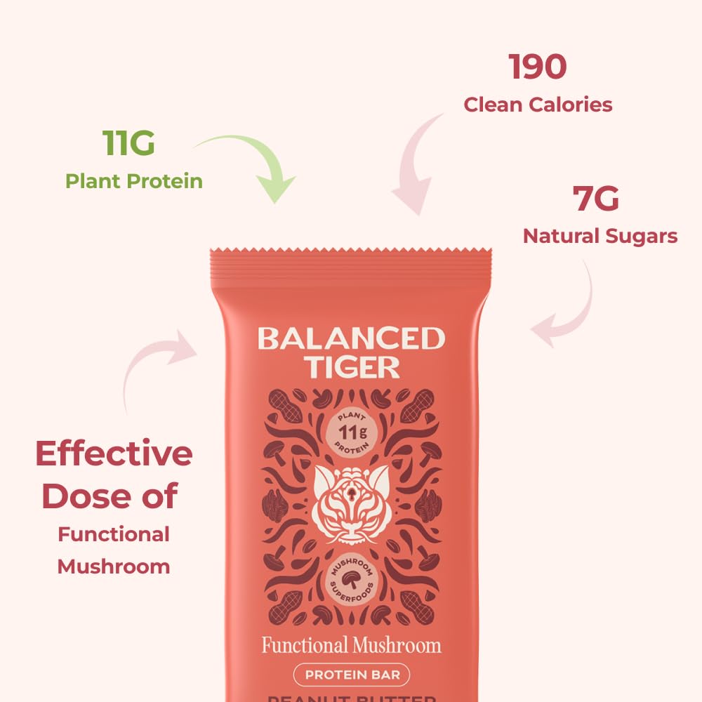 Balanced Tiger ingredient shot highlights mushrooms and plant protein.