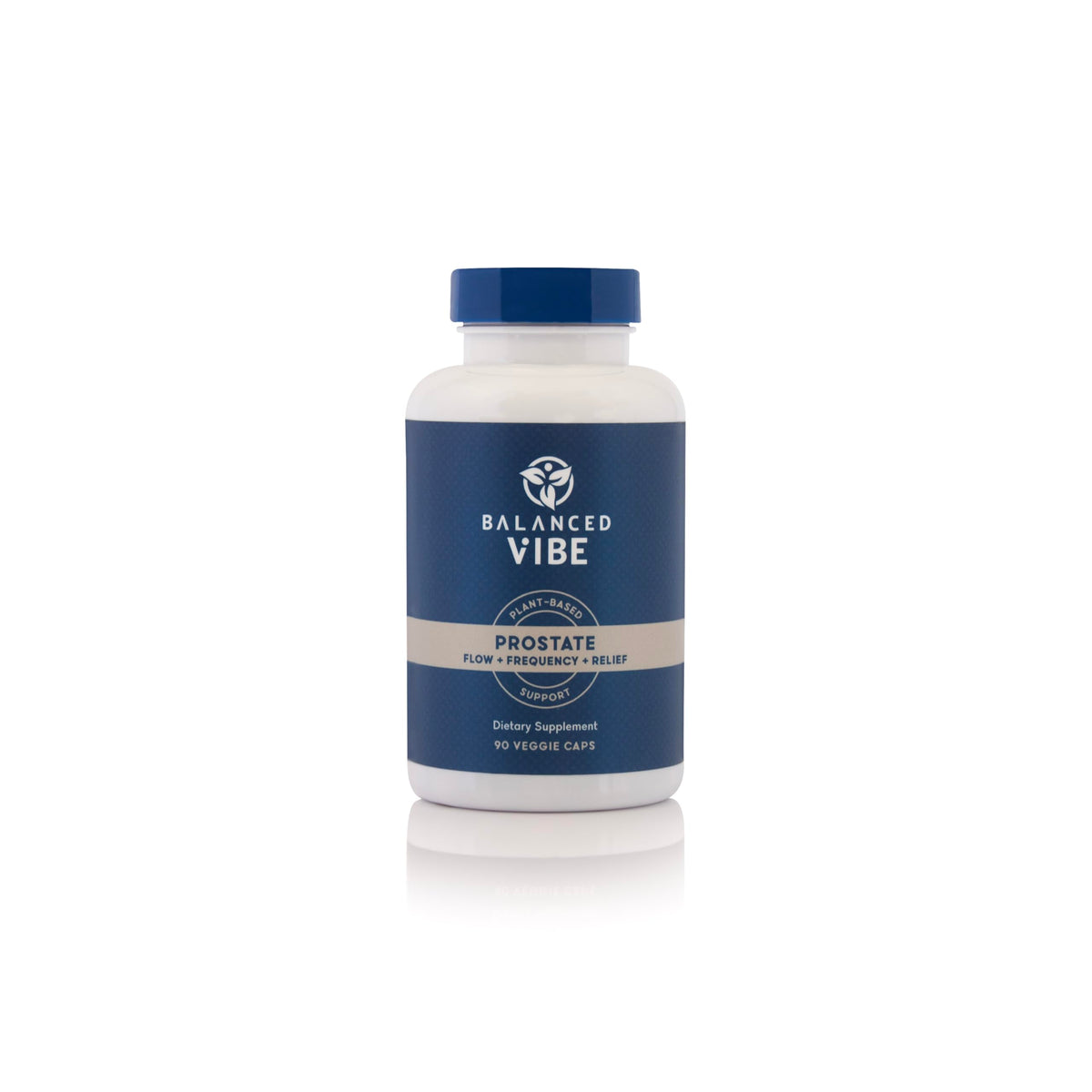 Balanced Vibe Prostate bottle pour supports convenient nightly dosing.