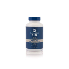 Balanced Vibe Prostate bottle pour supports convenient nightly dosing.