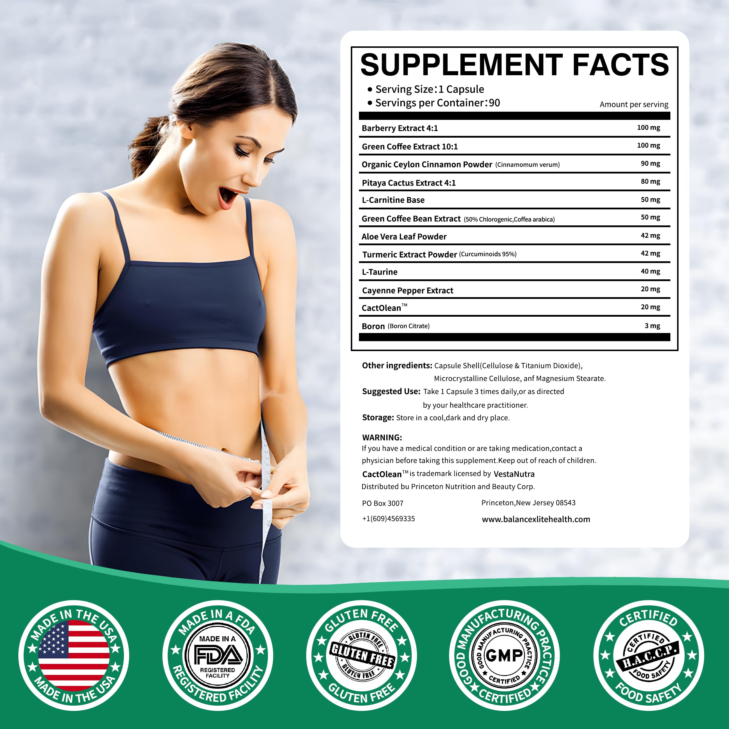 Balancexlite Plus GLP-1 bottle label emphasizing natural ingredients for cravings management.