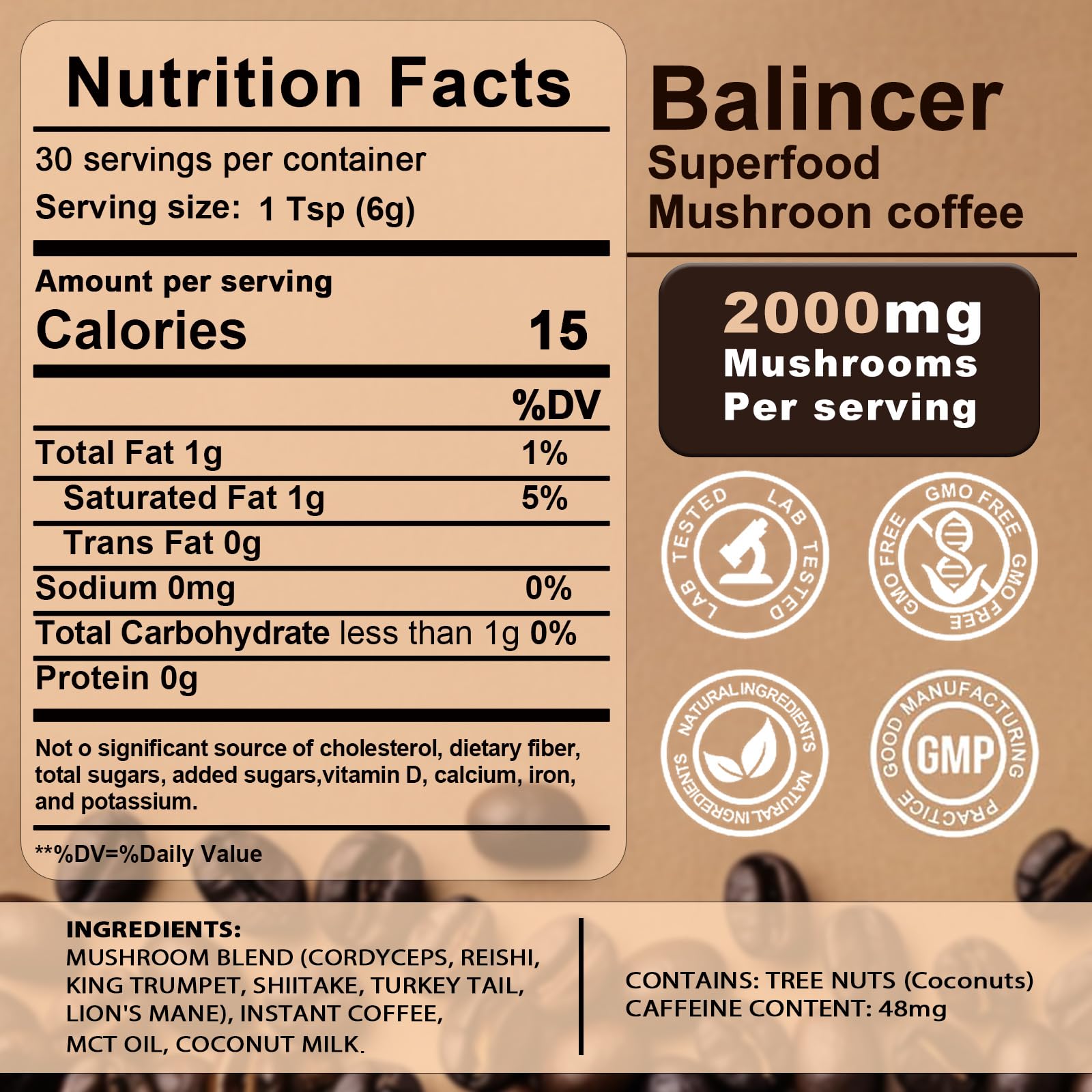 Balincer Mushroom Coffee cup with steam, promising smooth focus and lingering flavor.