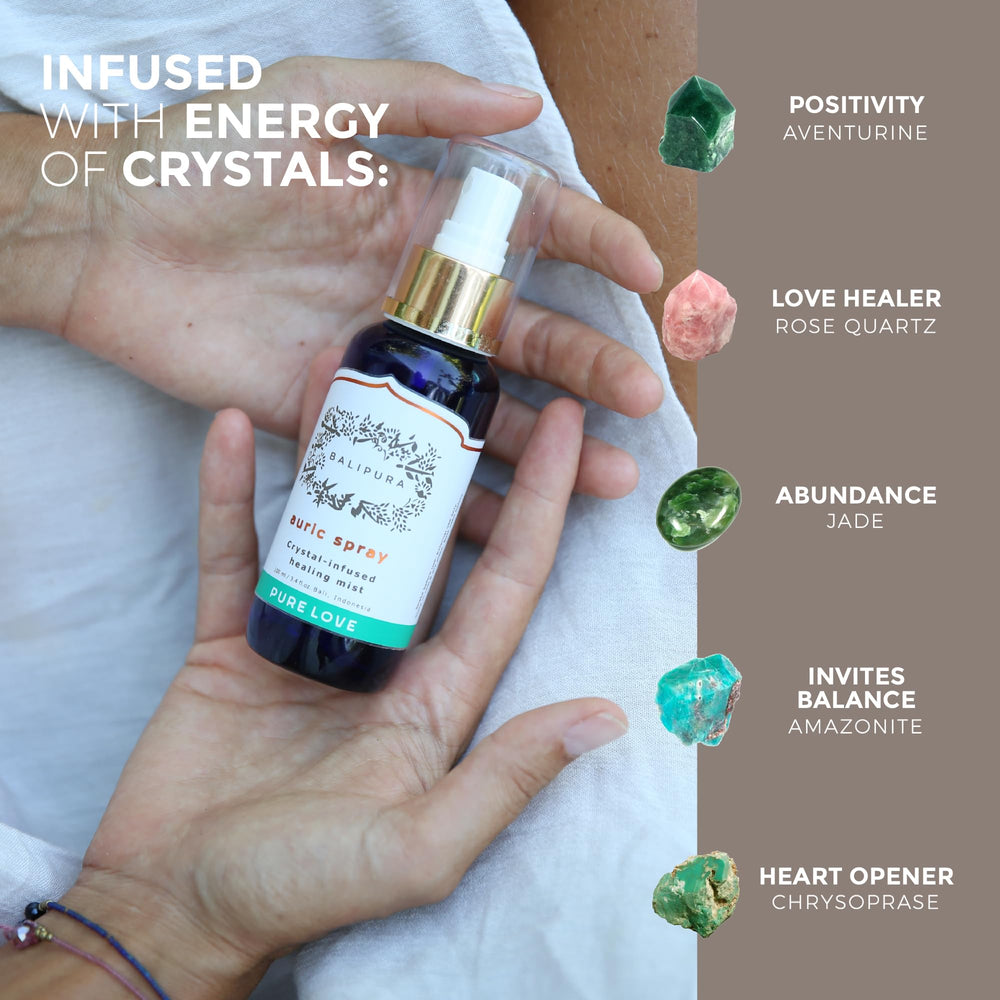 BALIPURA Pure Love Aura Spray during a full moon ceremony, highlighting spiritual ritual appeal.