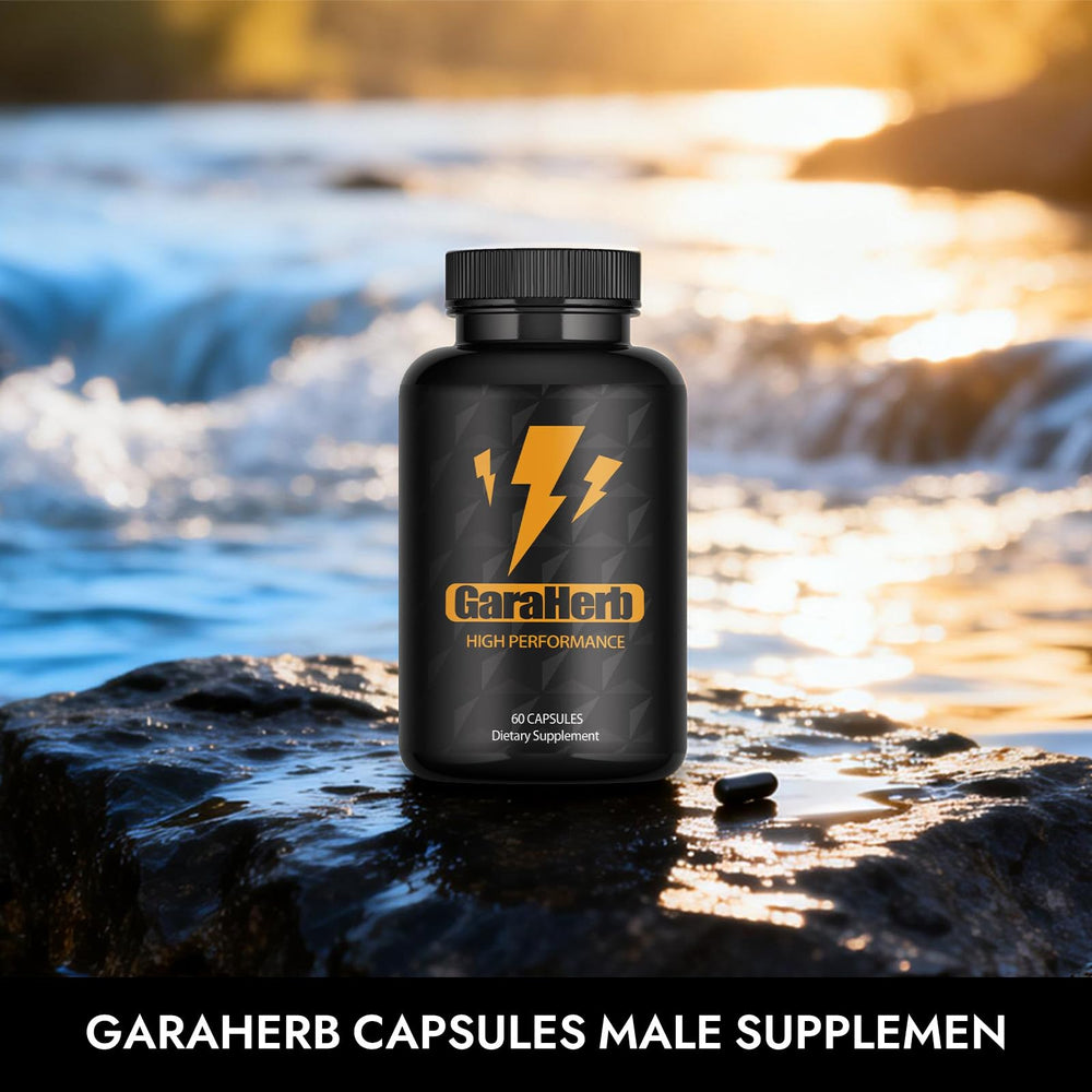 Balmbare GaraHerb capsules label closeup, clear product details and ingredients.
