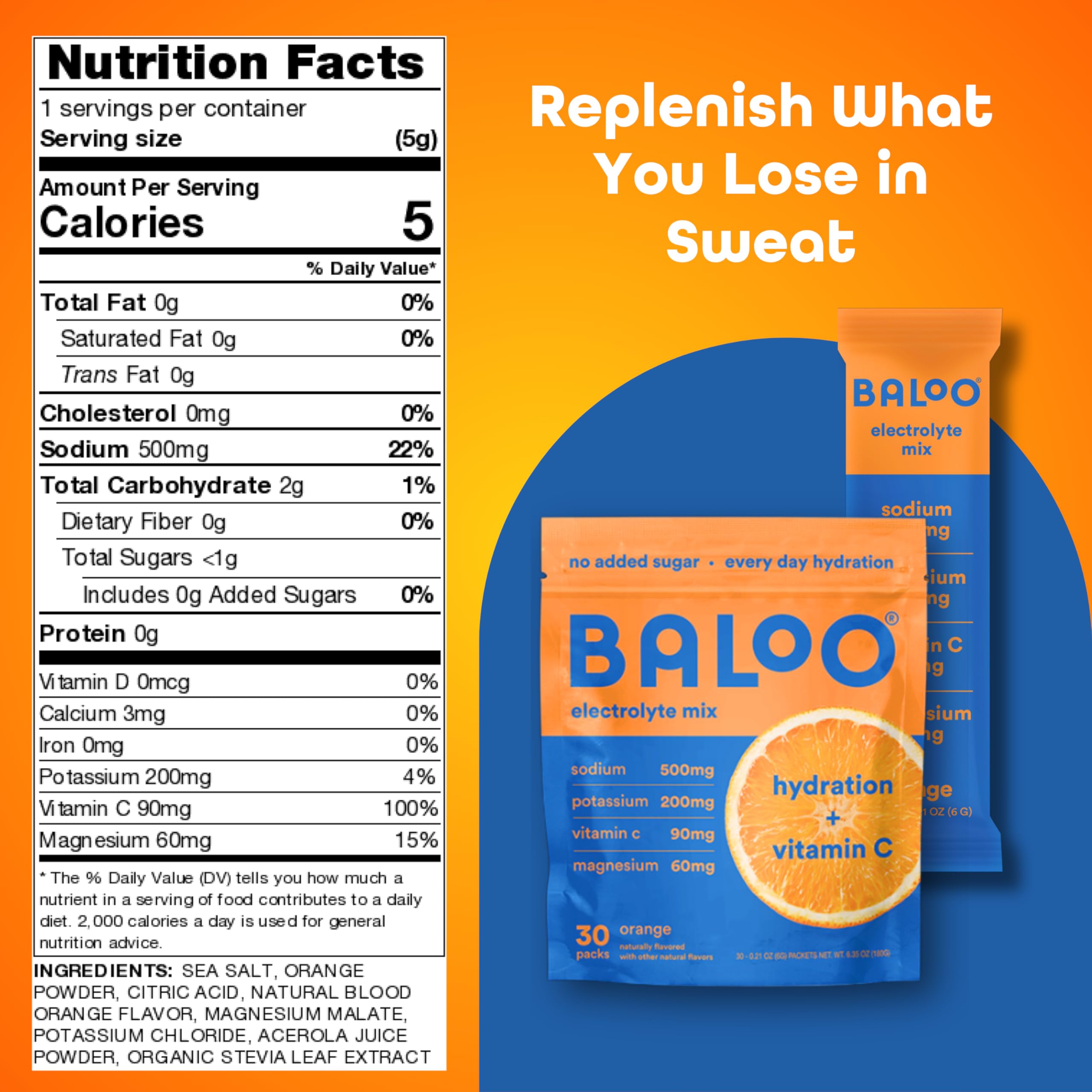 Baloo electrolytes grapefruit packet poured into water for crisp hydration