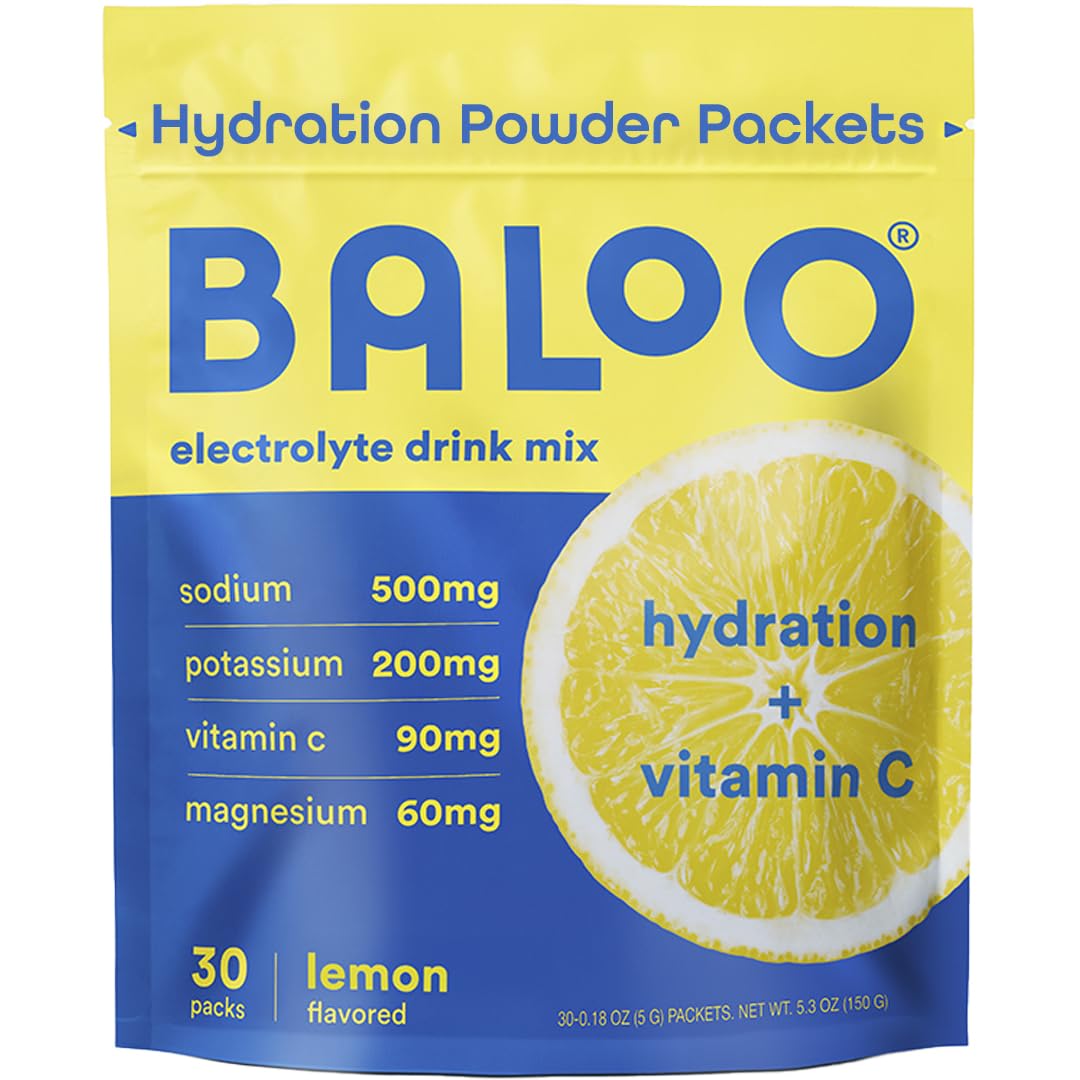 Baloo electrolytes lemon in a glass for clean, refreshing daily hydration.