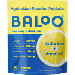 Baloo electrolytes lemon in a glass for clean, refreshing daily hydration.