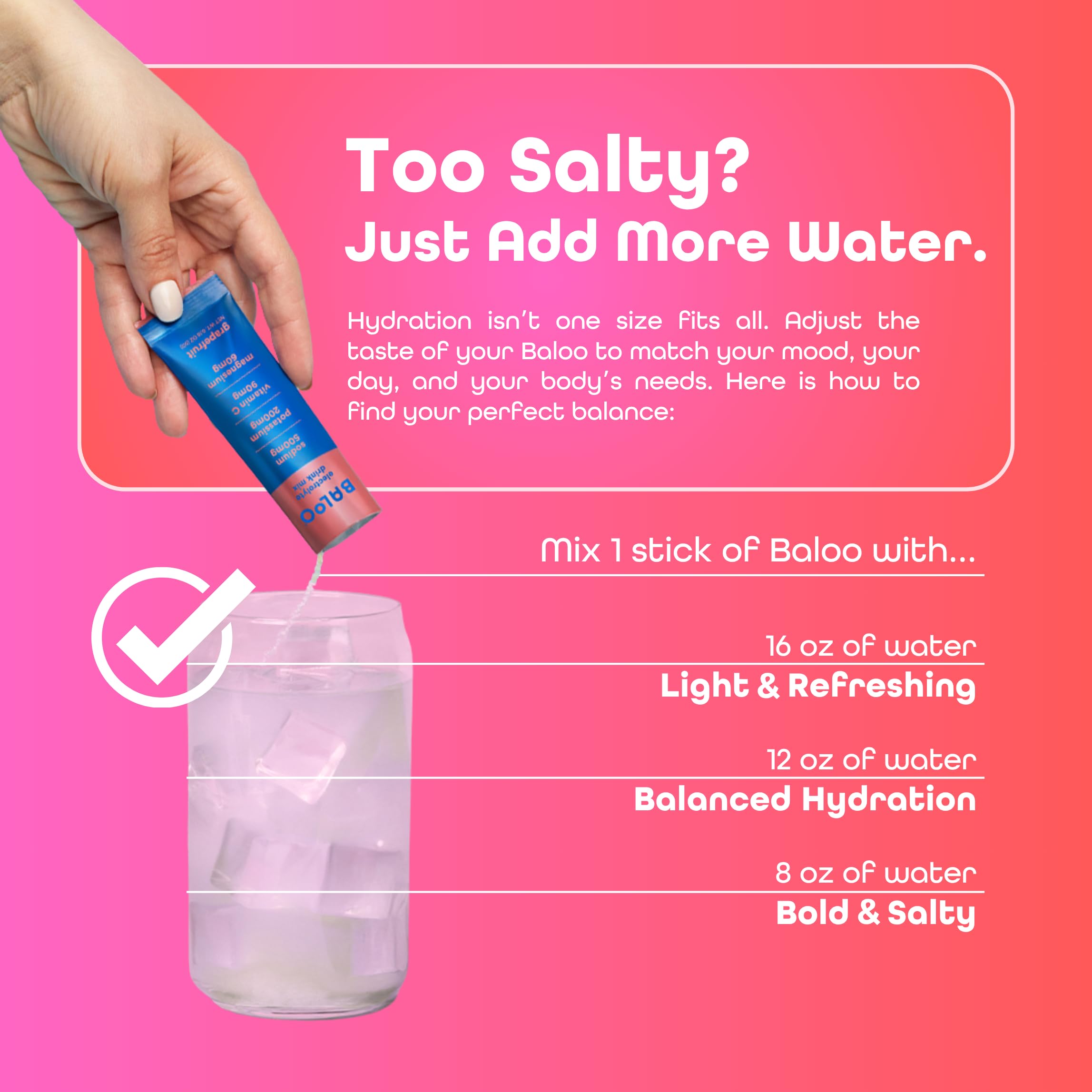 Baloo Grapefruit Electrolytes fruit imagery signals real flavor and daily hydration.