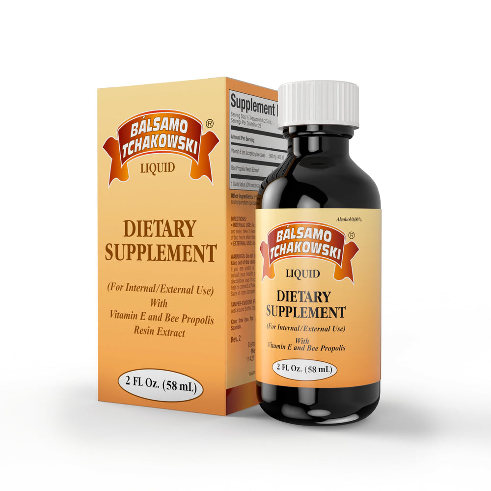 Balsamo Tchakowski bottle with label, showcasing premium packaging for daily wellness.