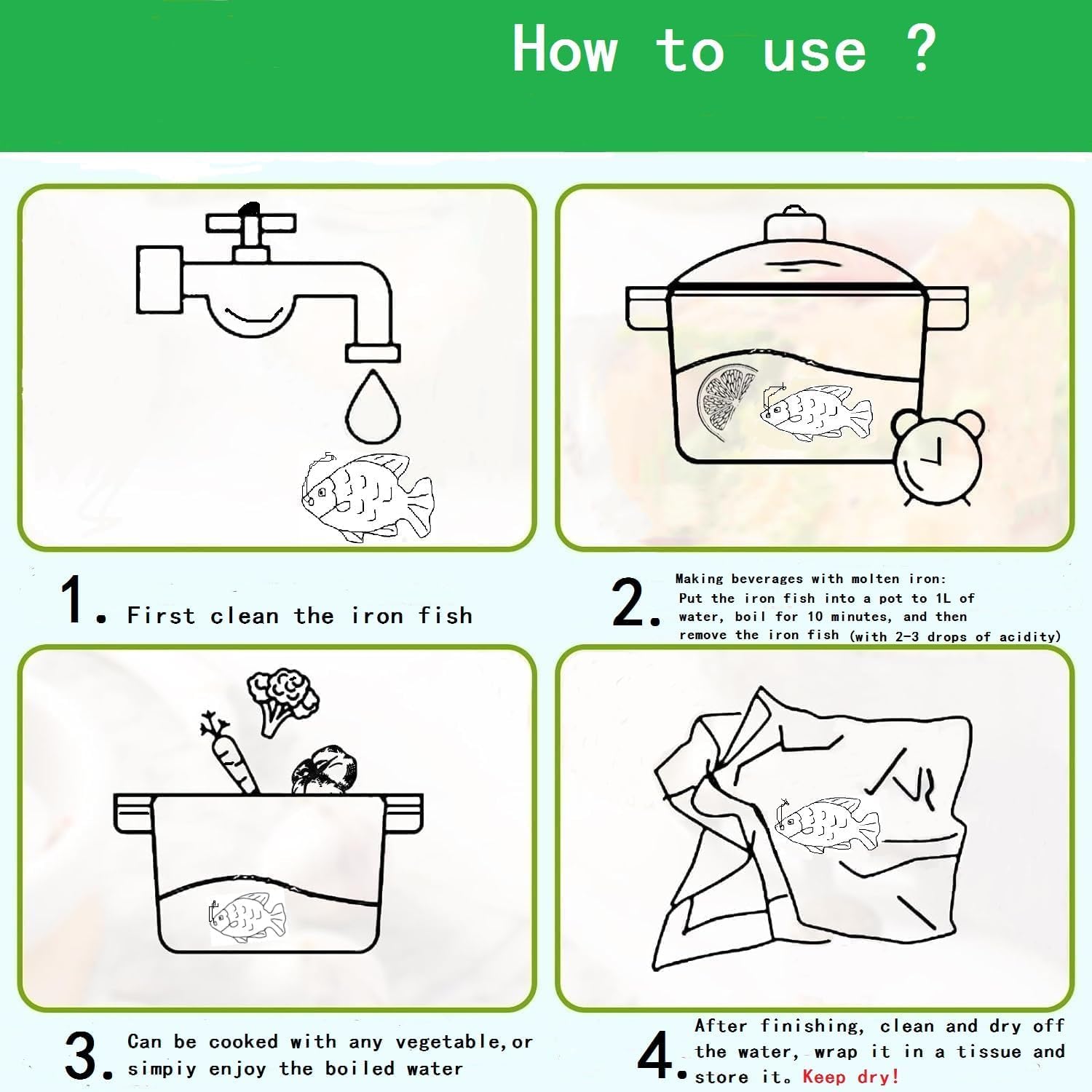 bamOYObu Iron Fish 2-Pack simmer for 10 minutes demonstrates a convenient iron boost in recipes.