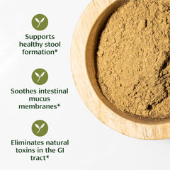 Bilva powder tea steeping in mug by Banyan Botanicals for soothing sip