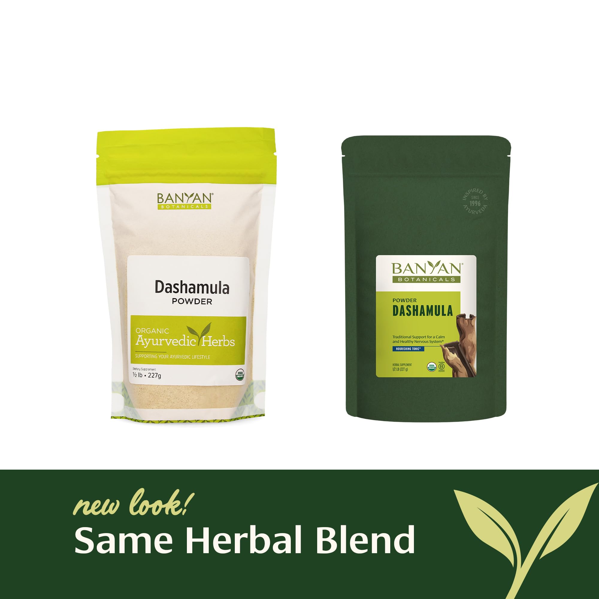 Packaging box from Banyan Botanicals highlighting organic certification and fair sourcing.