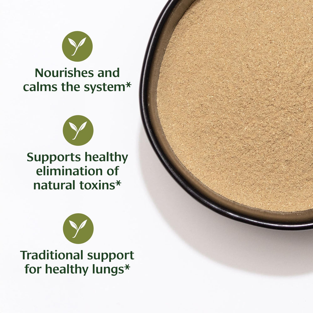Banyan Botanicals Dashamula powder scoop for easy, measured daily use.