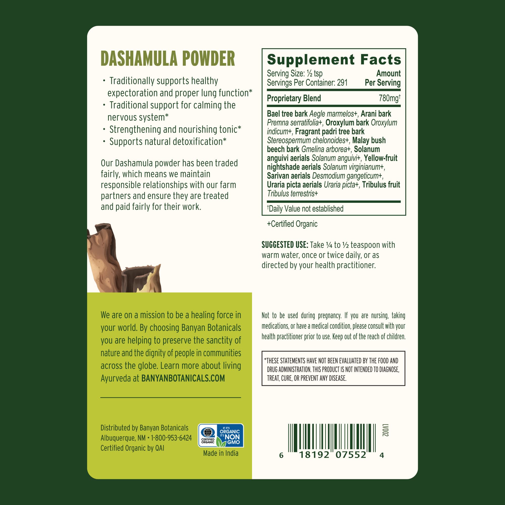 Banyan Botanicals Dashamula tea-steeping scene for a soothing infusion.