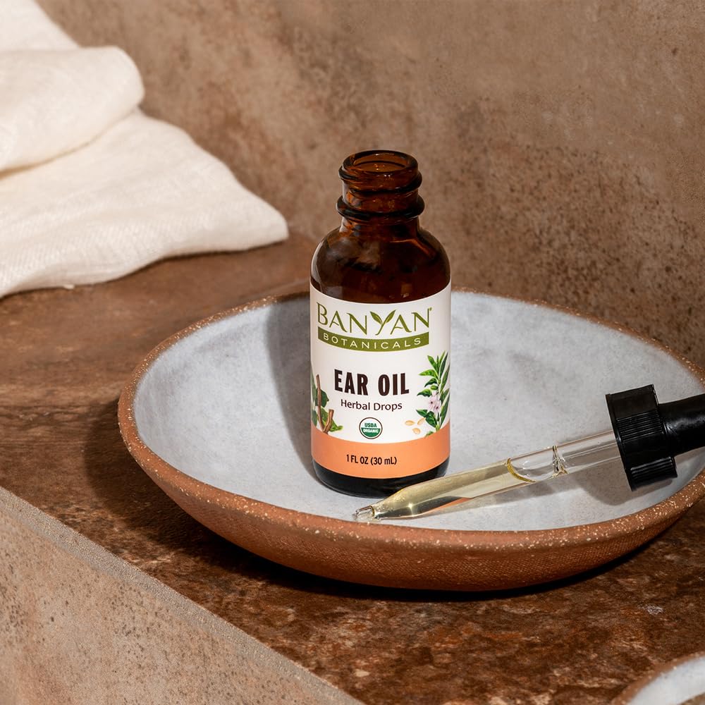 Aromas of Ashwagandha in Banyan Botanicals Ear Oil for soothing routine
