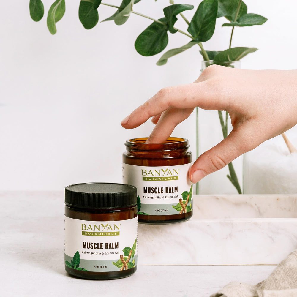 Banyan Botanicals essential oils blend with mint, camphor, and eucalyptus for cooling relief