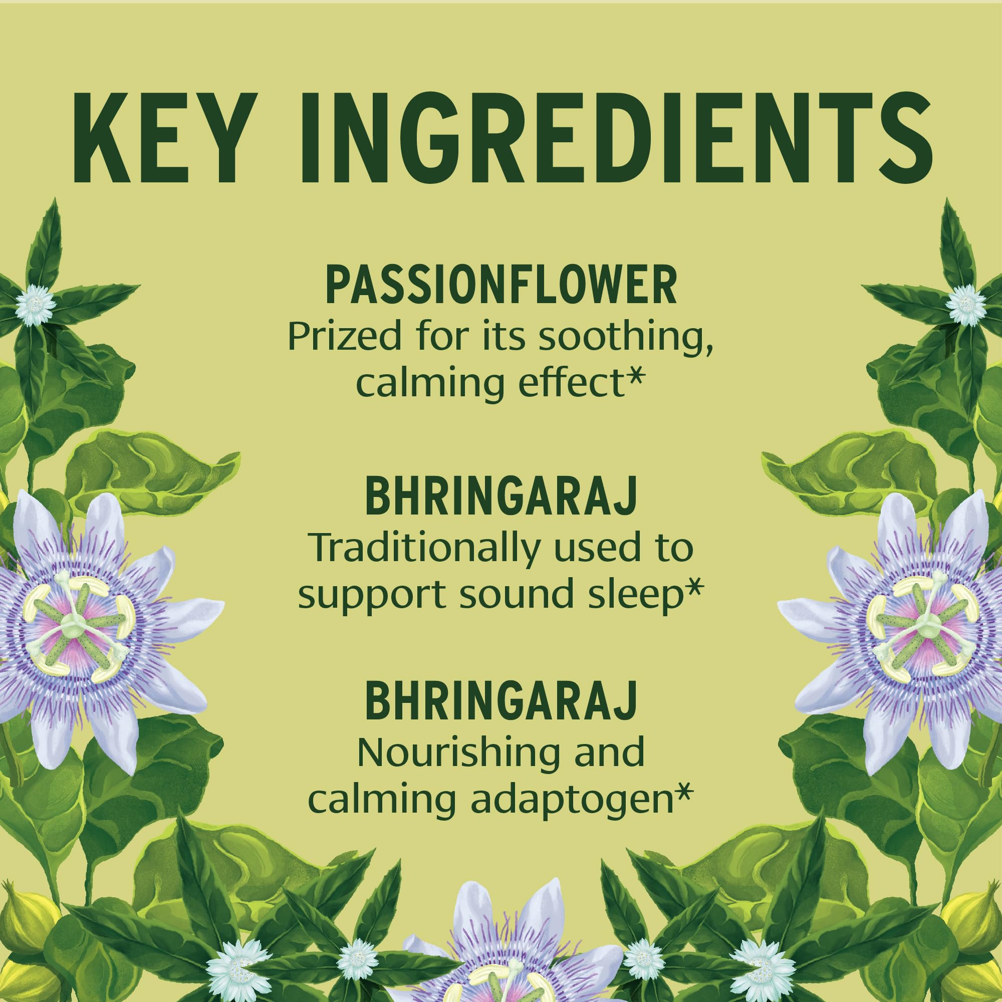 Banyan Botanicals I Sleep Soundly label details reveal a herbal blend with ashwagandha and chamomile.
