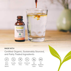 Amber glass Banyan Botanicals Immune Strong bottle on a clean surface